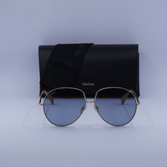 MaxMara MM0081 32X Aviator Sunglasses - Gold/Blue Mirror - Picture 2 of 9